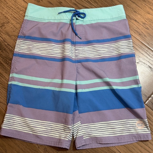 Vineyard Vines Boys Striped Swim Trunks Shorts L/G (16) Purple Blue - Picture 1 of 7